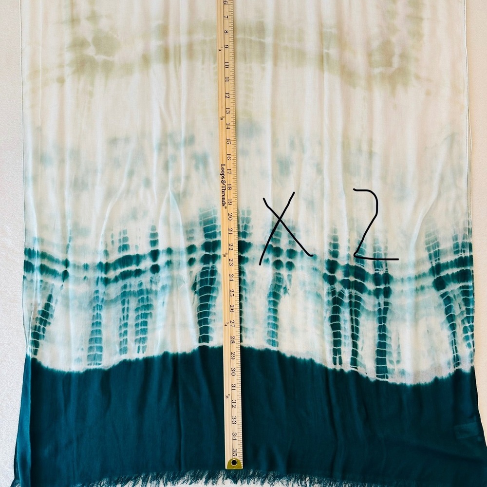 Pure Jill Scarf Teal Green Tie Dye Modal Viscose Rayon‎ Lightweight - Picture 5 of 6